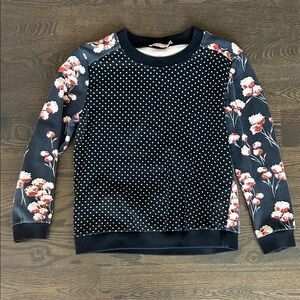 Tory Burch Navy Floral & Polka Dot Sweatshirt